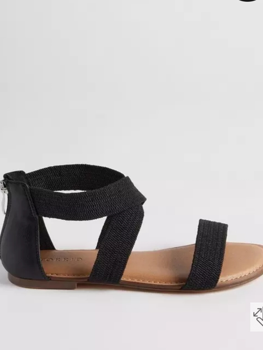 💥Sale💥Torrid Black Elastic Crossover Ankle-Strap Flat Sandals - Picture 2 of 3